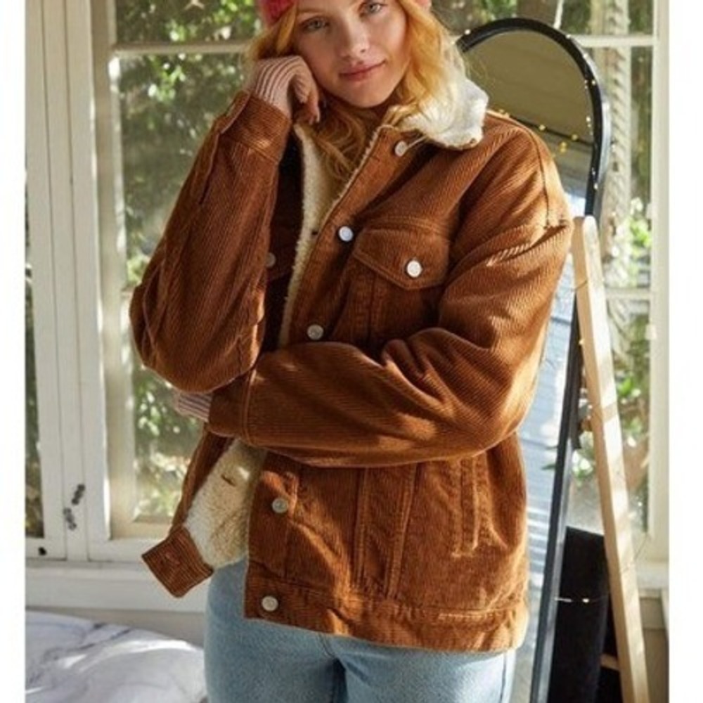 PacSun Brown Corduroy Sherpa-Lined Trucker Jacket - Size‎ XS/S